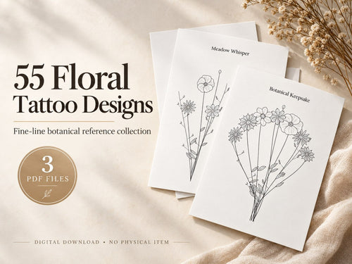 55 Floral Tattoo Designs — three printable PDF files