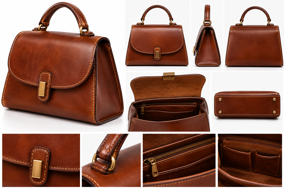 Leathercraft bag product collage