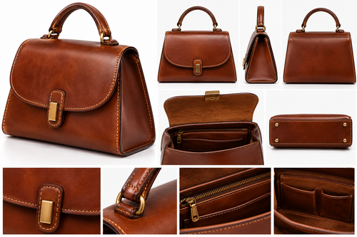 Leathercraft bag product collage