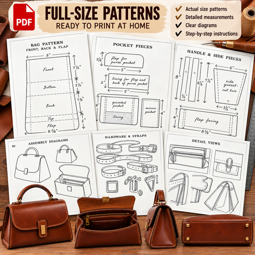 Full-size leathercraft patterns and diagrams