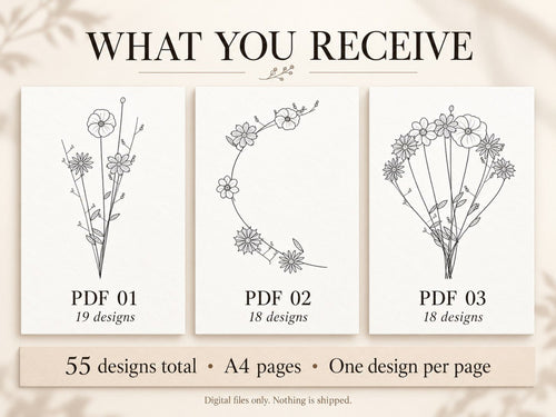 What's included: 55 designs across three A4 PDF collections