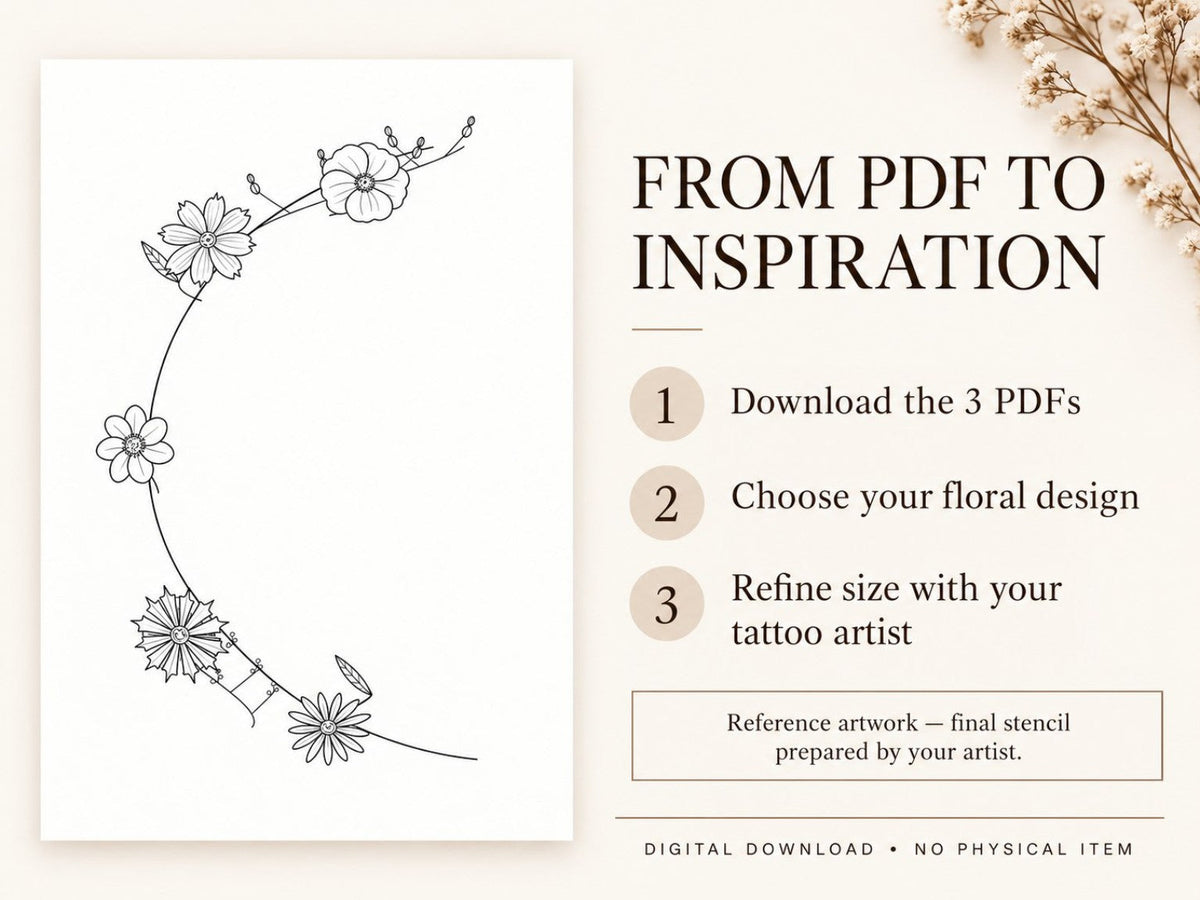 How to use your floral tattoo reference PDFs